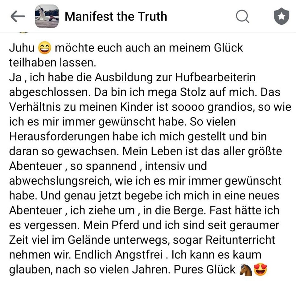 manifestieren Testimonial